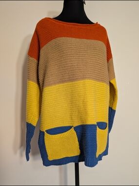 Colorblock Oversized Knit Sweater - Multi